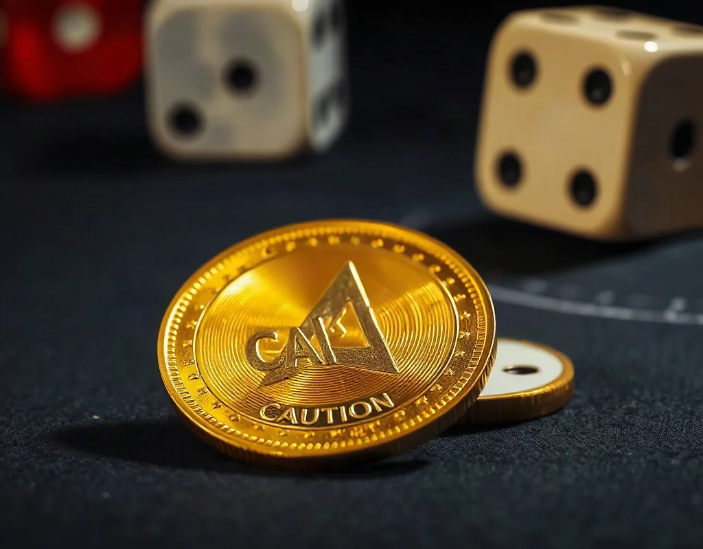 Golden coin with caution symbol emphasizing bonus wagering risks