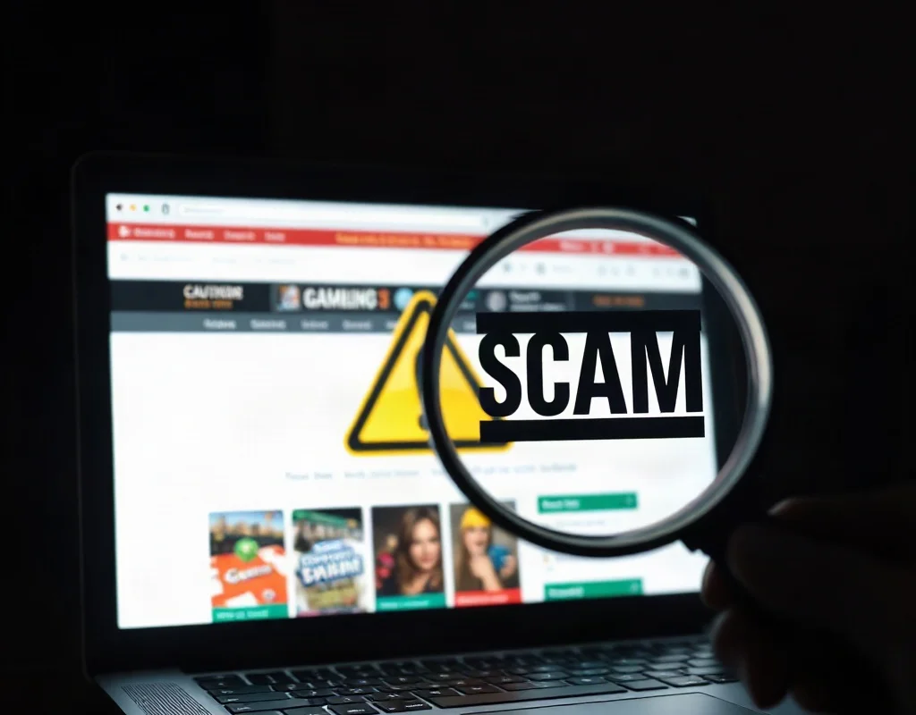 Person examining a gambling website for trust issues